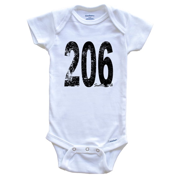 206 Seattle Washington Area Code Baby Bodysuit - One Piece Baby Bodysuit, 0-3 Months White