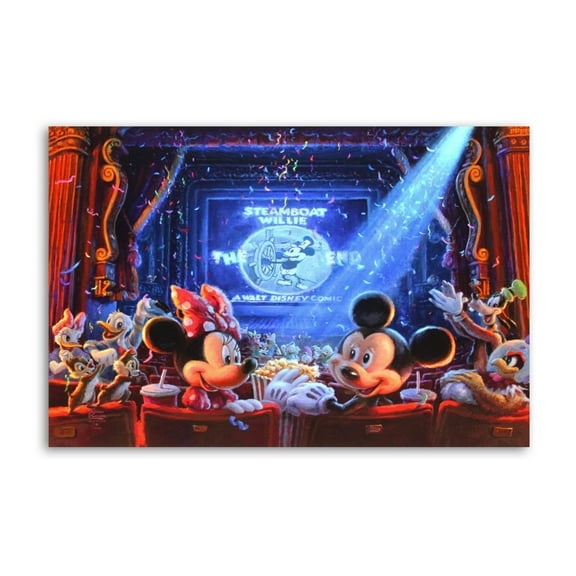 Mickeys Minnie And Friends Are Celebrating 90 Years of Memories at The Movie Theater Art Poster Canvas Painting Decor Wall Print Photo Gifts Home Modern Decorative Posters 24x36inch(60x90cm)