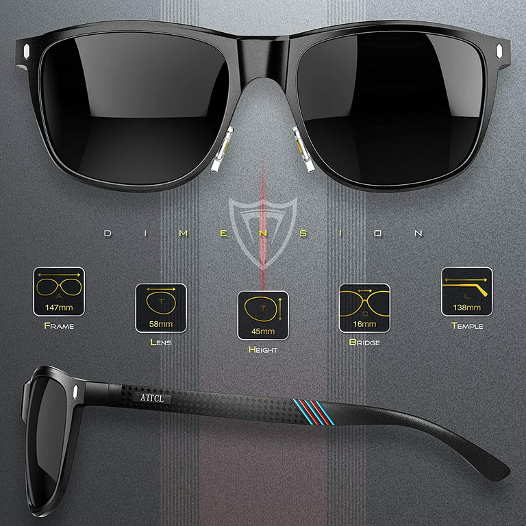 ATTCL Male Retro Driving Polarized Sunglasses for Men Al-mg Metal Frame  Ultra Light