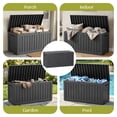 thumbnail image 2 of MINDYES 85 Gallon Deck Box, Backyards Cushions Outdoor Storage Box, Resin Patio Storage for Garden Tools, Black, 2 of 6