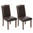 thumbnail image 3 of Zestoria Set of 2 Upholstered Dining Chairs, Modern Fabric with Nailhead Trim & Wood Legs, Dark Brown, 3 of 7