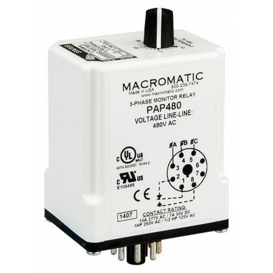 MACROMATIC PAP240 3 Phase Monitor Relay,SPDT,240VAC,8 Pin