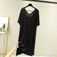 thumbnail image 2 of Modal Soft Sleep Shirts for Women Lightweig V Neck Nightgowns Short Sleeve Night Shirts Loungwear, 2 of 5