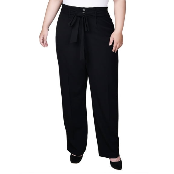 Plus Size Belted Full Length Pants