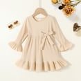 thumbnail image 4 of Younger Tree Kids Toddler Dress Baby Girls Fall Dresses Ruffle Long Sleeve Bowknot Casual Winter Dress for 2-3T, 4 of 8