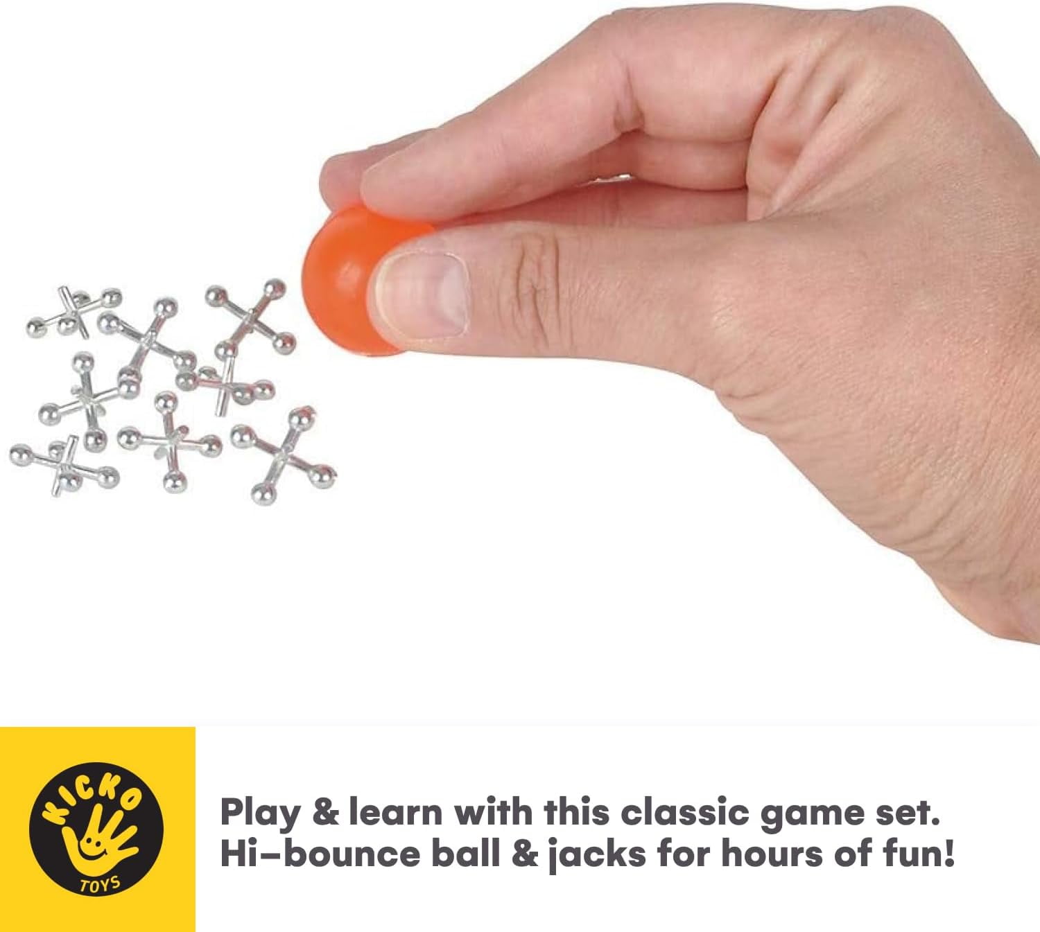 Kicko Kids Game Playing - Metallic Jacks & Bouncy Ball Set, 12