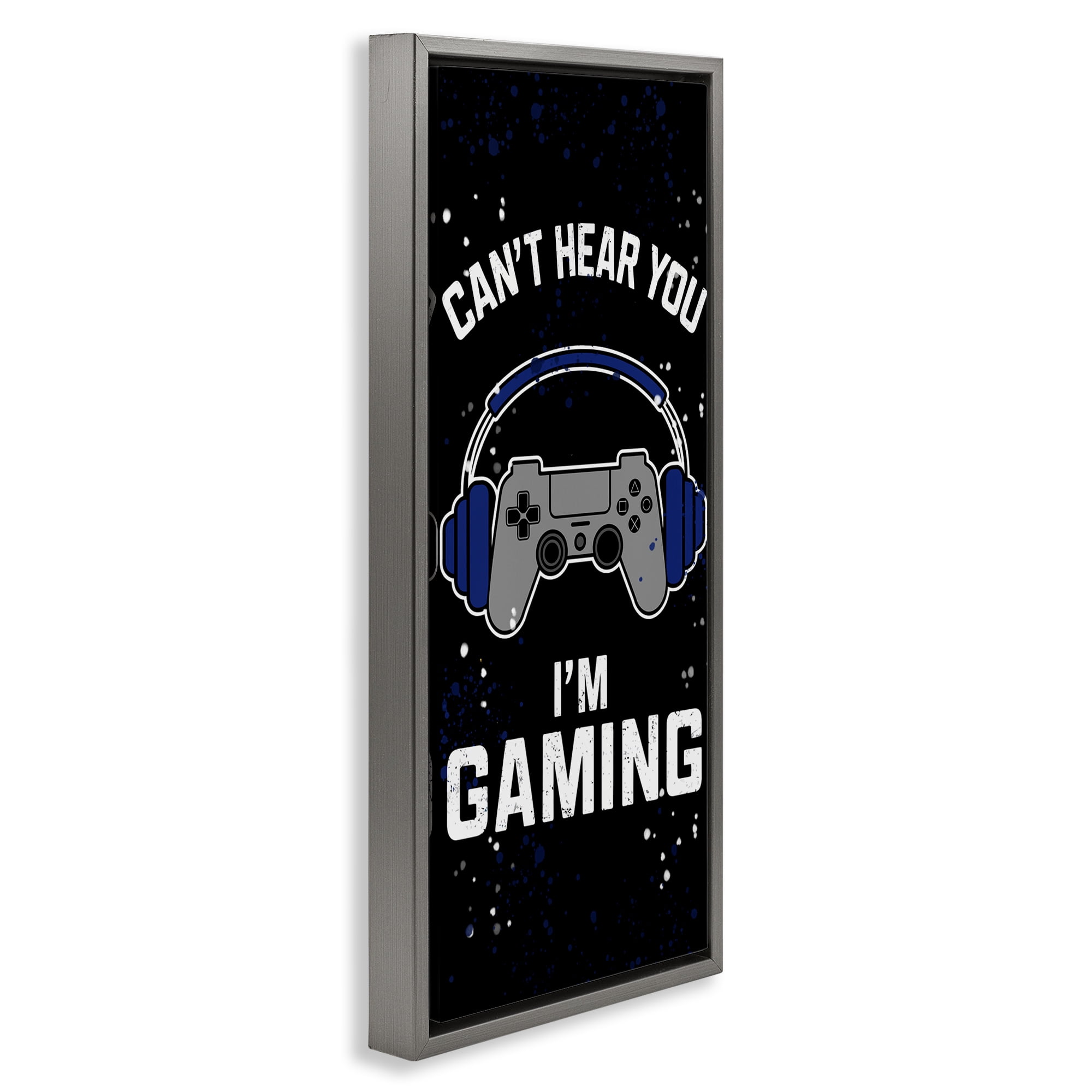 Stupell Industries Can't Hear You Gaming Gray Framed Floater Canvas Wall Art, design by Kim Allen