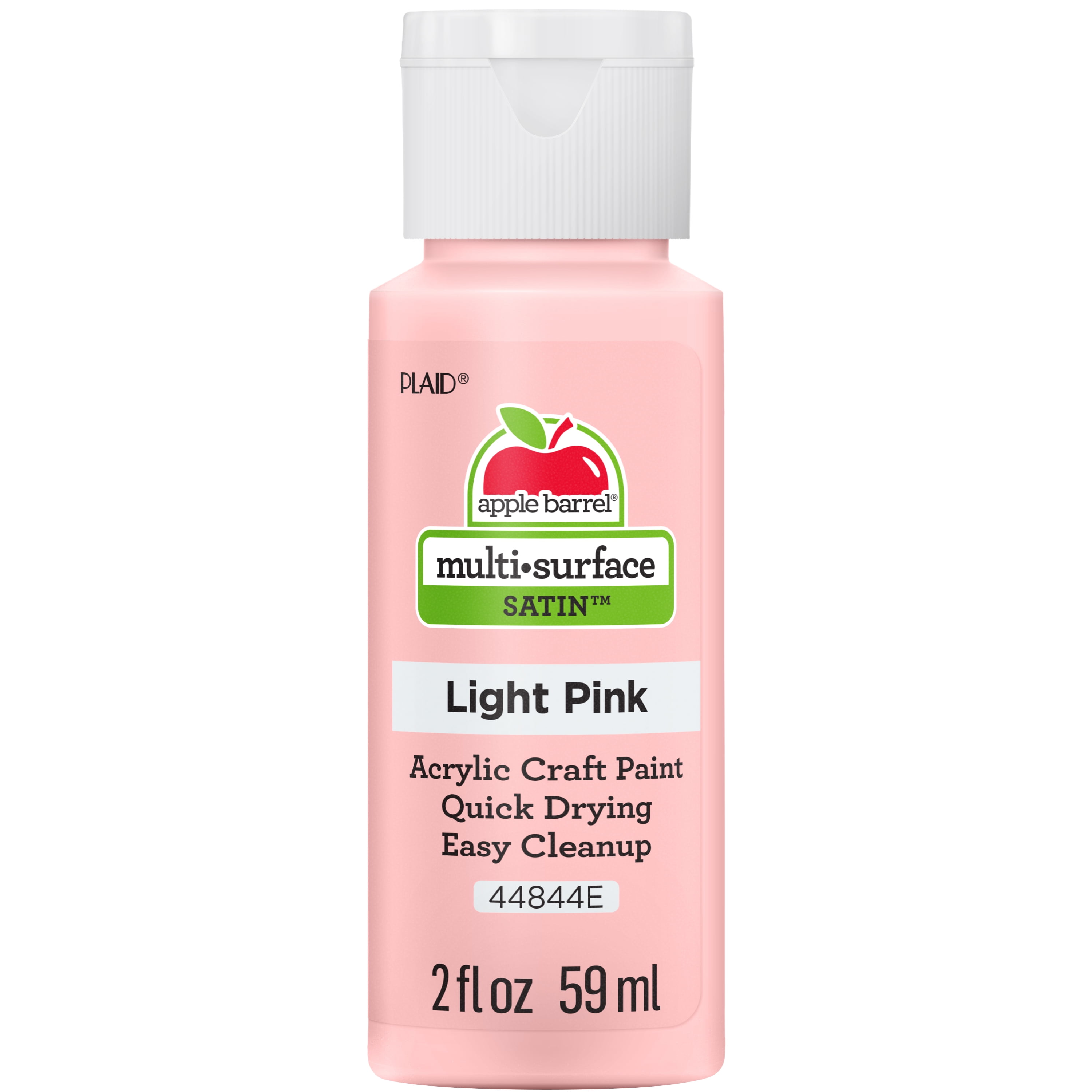 (6 pack) Apple Barrel Multi-Surface Acrylic Craft Paint, Satin Finish, Light Pink, 2 fl oz