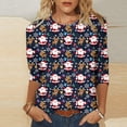 thumbnail image 2 of Hauts à Manches 3/4 pour Femmes Mode Féminine T-Shirt Imprimé Noël Blouse à Manches 3/4 Col Rond Hauts Décontractés Hauts à Col Haut pour Femmes Hauts à Manches 3/4 T-Shirts pour Femmes Mode, 2 of 6