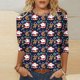 thumbnail image 1 of Pntutb Moda Mujer Chriatmas Impreso Camiseta 3/4 Mangas Blusa Cuello Redondo Casual tops Pntutb Pntutb-604, 1 of 1