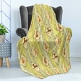 thumbnail image 4 of Cats Soft Flannel Fleece Blanket, Rhythmic Cat Motifs in Rhombus Elements on Vertical Striped Backdrop Print, Cozy Plush for Indoor and Outdoor Use, 70" x 90", Mustard Avocado Green, by Ambesonne, 4 of 5
