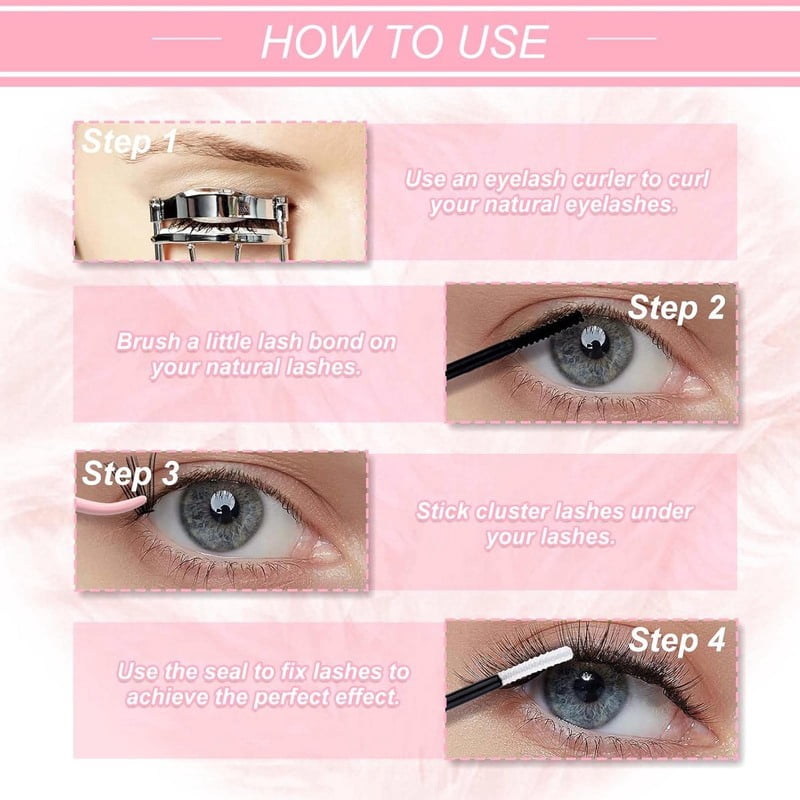 20D DIY Eyelash Extension, Natural Look, Dense Look Faux Eyelash Clusters for Different Make-up Styles , Suitable for Girls