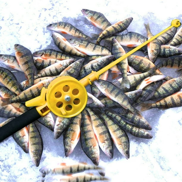 Visland Outdoor Kids Portable Ice Fishing Rod Plastic Pole With Reels Wheel Accessory Yellow