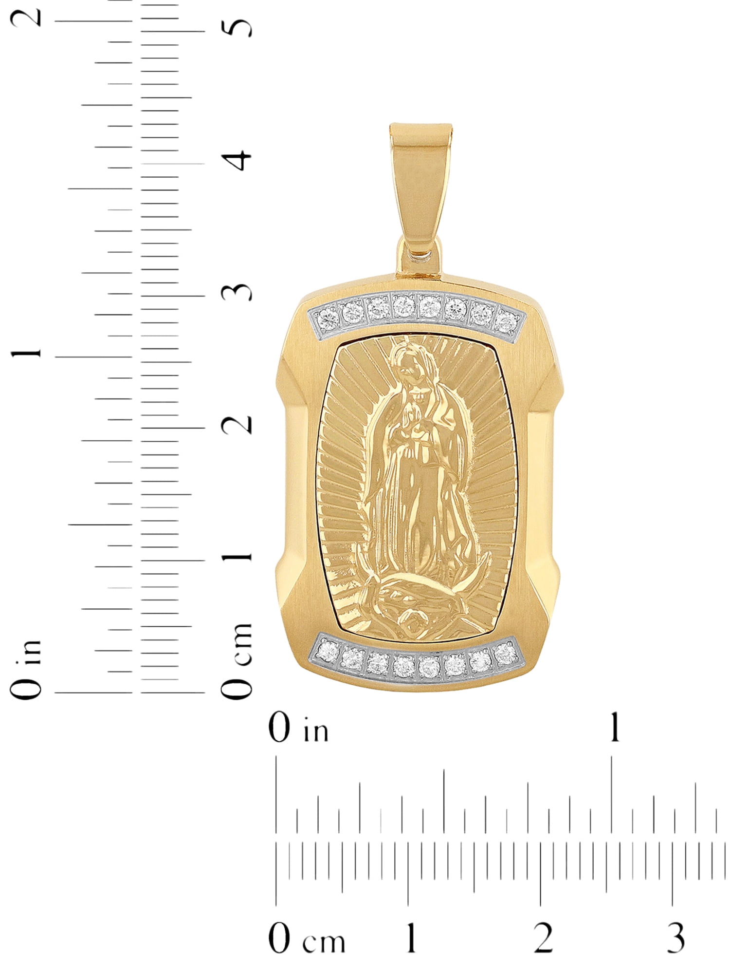 Men's 1/5 Ctw Lab-Grown Diamond Gold-Tone Stainless Steel Virgin of Guadalupe Medallion Pendant - Brilliance Fine Jewelry