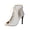 J-748 Silver, variant on J-748 Black Fashionable Ladies Summer Ankle Boots Pointed Toe Faux Leather Mesh Cutout High Heel Comfortable Casual Booties For Dance And Street