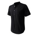 thumbnail image 4 of Mens Casual Manga Corta Botón Abajo Camisas, Verano Color Sólido, Cuello de Soporte Bolsillo Camisa Turndown, 4 of 8