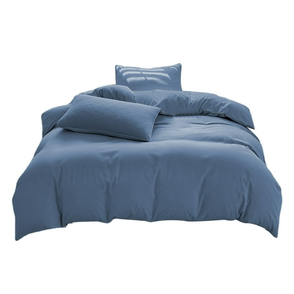 Hiroekza Premium All-Season Queen Size 4-Piece Bedding Set - Soft Washable Cotton Duvet Cover, Fitted Sheet & Pillowcases (Multiple Colors) Blue