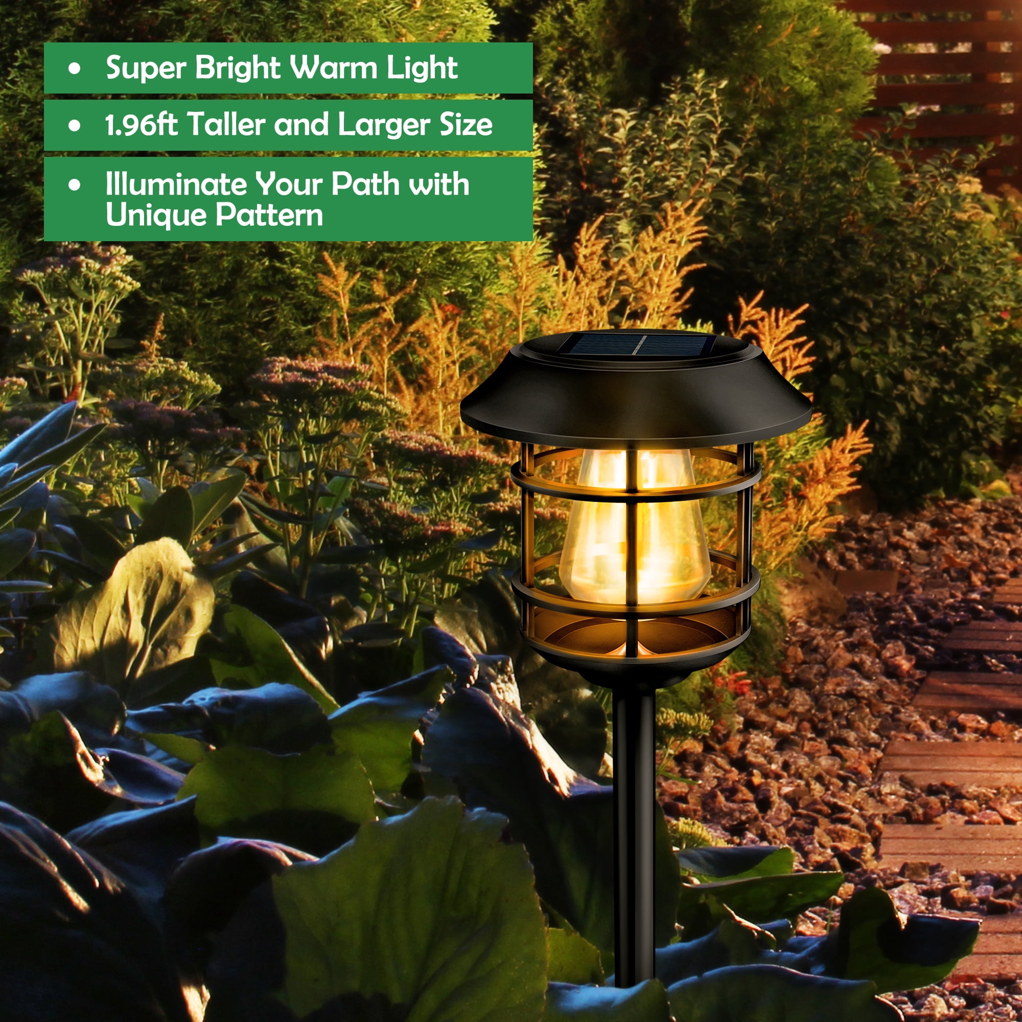 8 Pack Solar Lawn Lights, Solar Garden Lights Outdoor Waterproof Auto-on/off Solar Landscape Lights for Lawn, Patio, Yard, Garden, Pathway, Driveway - Warm White