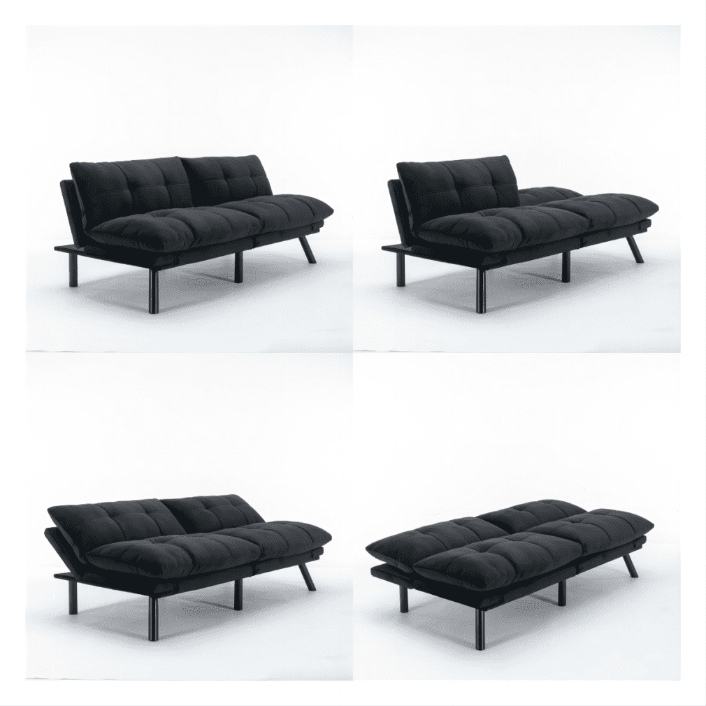 Triple Tree Modern Velvet 70.87" Tufted Loveseat Sofa, Black