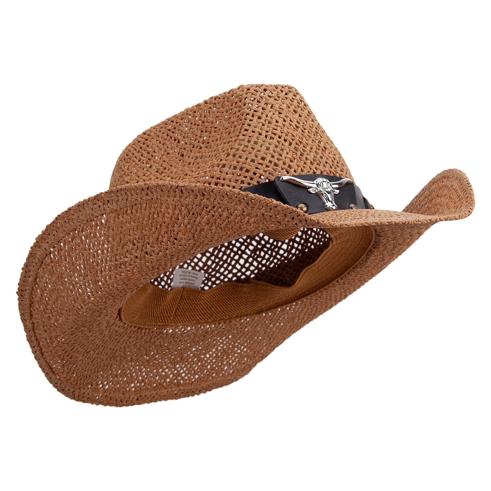 Big Size Bull Emblem Coyboy Hat - Camel XL-2XL