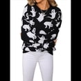 thumbnail image 3 of Suéter de Punto Informal con Cuello Redondo y Larga con Forma de Corazón para Mujer. Negro S, 3 of 10