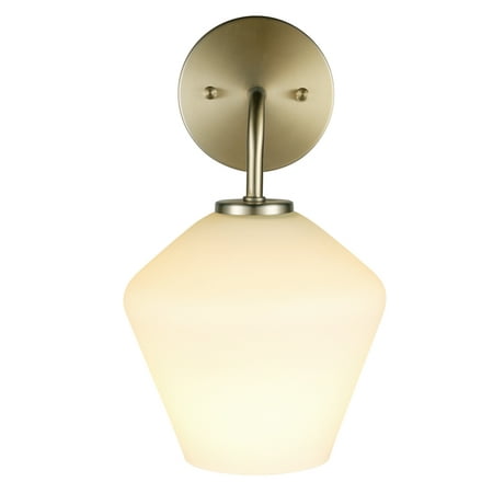 

Globe Electric Raja 1-Light Matte Brass Wall Sconce with Opal Glass Shade Bulb Included 51614