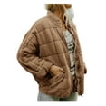 thumbnail image 1 of Kmbangi Women Stand Collar Long Sleeve Solid Color Full Zip Quilted Jackets, 1 of 3