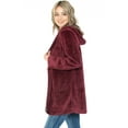 thumbnail image 3 of Safus Wearable Blanket Hoodie in Thick Fleece Jacket with Pocket - Burgundy - Large Size - for Women and Men, Warm and Cozy, 3 of 8
