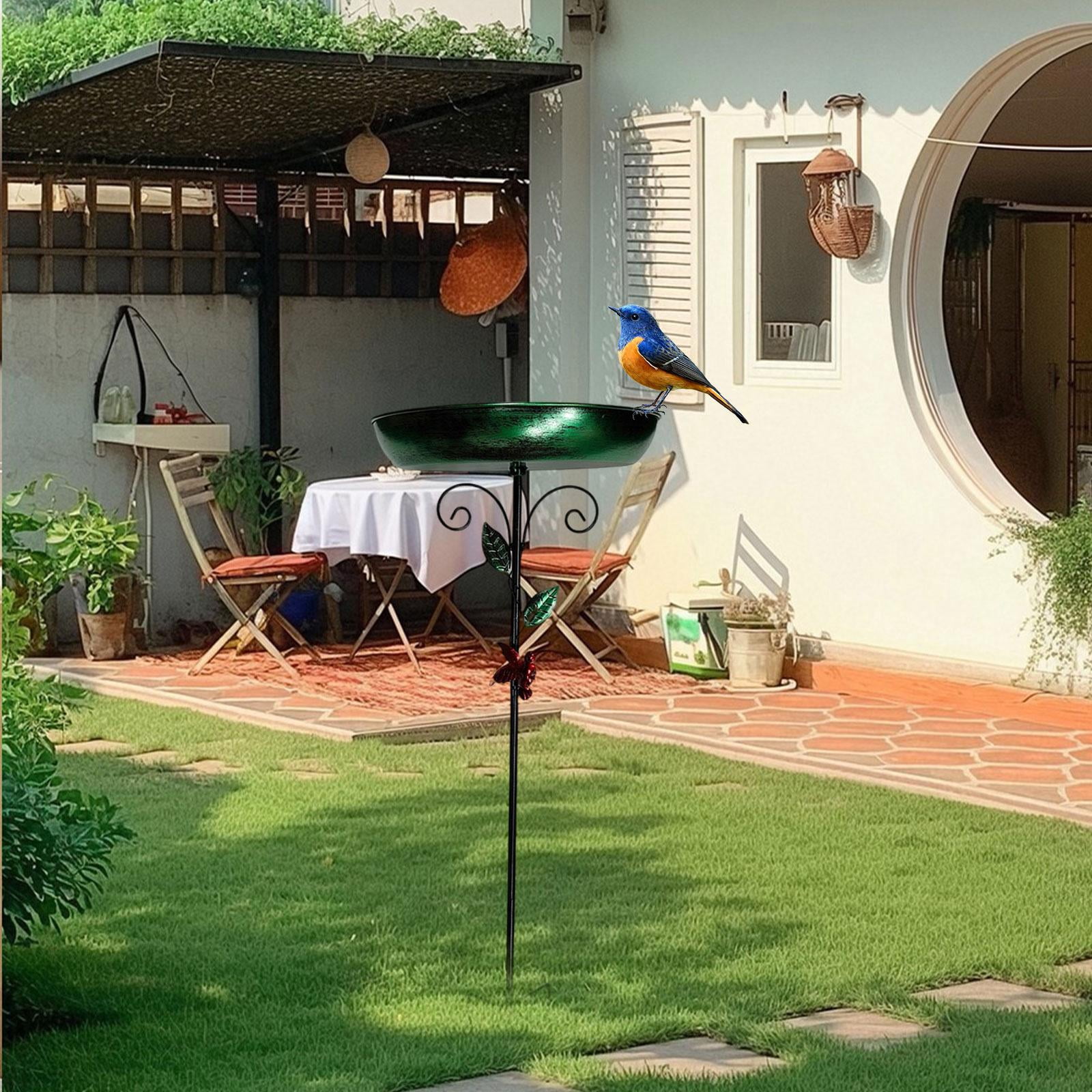 figatia Outdoor Metal Bird Bath Bird Feeder Multipurpose Easily Install Feeding Tray
