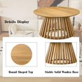 thumbnail image 4 of DUOMAY Modern Solid Wood Round Coffee Table with Geometric Base, Sturdy Wood Center Table for Living Room, Lounge, Office, Log Color, 4 of 6