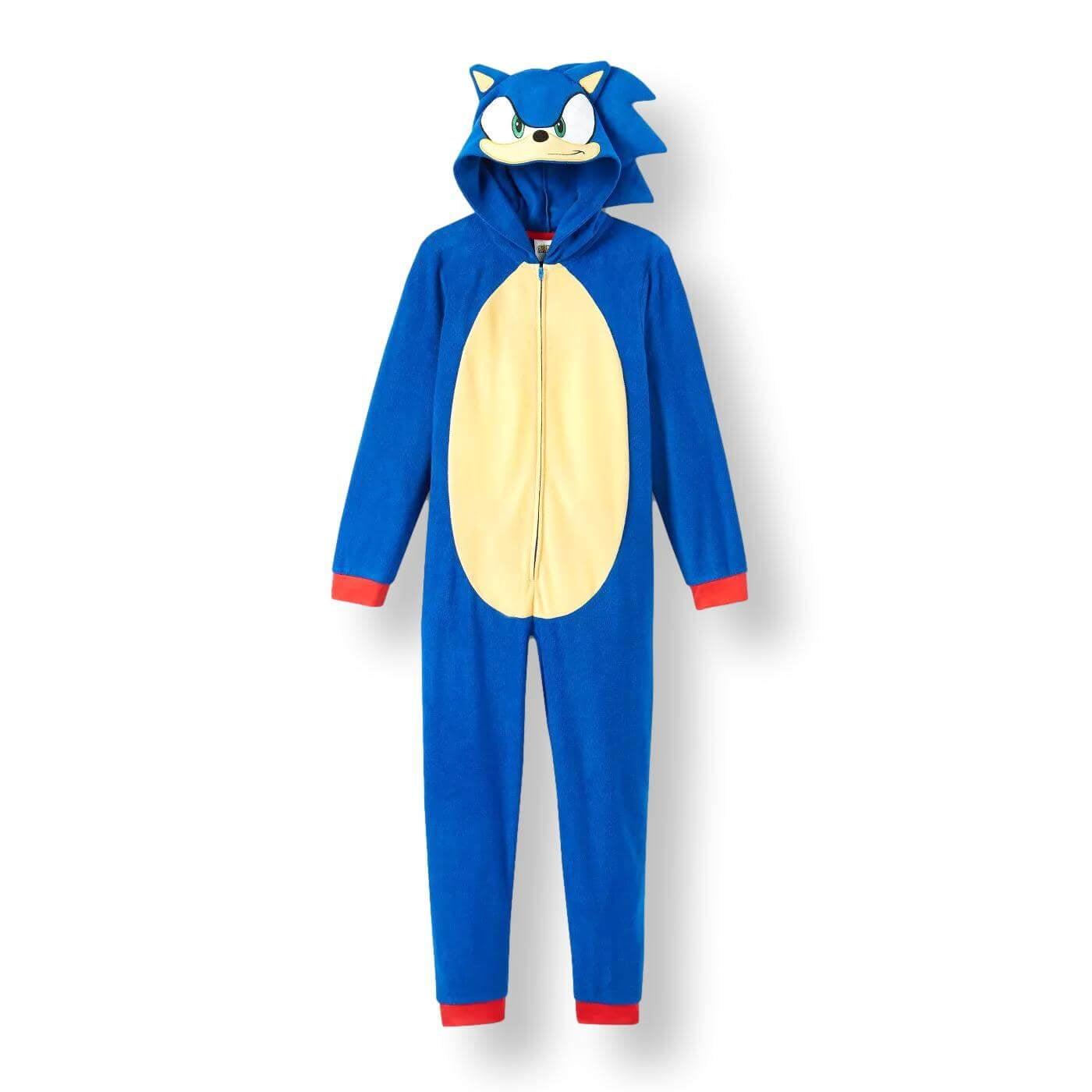 Boy Sonic the Hedgehog One Piece Pajamas Hoodie Union Suit Snowboard Sz 4-14 