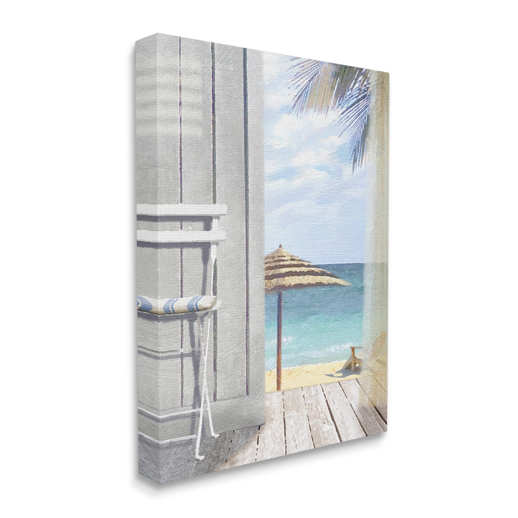 Stupell Industries Coastal Villa Porch Beach View Coastal Painting Gallery Wrapped Canvas Print Wall Art