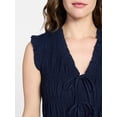 thumbnail image 5 of Time and Tru Women's Textured Tie Front Top, Sizes XS-XXXL, 5 of 6