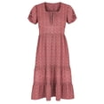 thumbnail image 6 of Ovbmpzd Womens Summer Dresses Boho Puff Sleeve Red Flowy Sundresses Square Neckline A-Line Smocked Long Summer&nbsp;Dresses&nbsp;for Women,M, 6 of 6