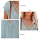 thumbnail image 4 of Top calado para mujer, cuello en V profundo, empalme de encaje, elegante, transpirable, cómoda camisa de manga corta, Top para verano, azul, XXL, 4 of 5
