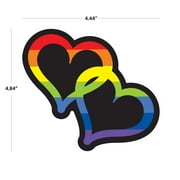 Auto Drive Interlocking Rainbow Pride Hearts Vinyl Auto Decal, 4.5” x 5”