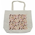 thumbnail image 1 of Food Shopping Bag, Donuts and Little Hearts Pattern Colorful Yummy Delicious Desserts Print, Eco-Friendly Reusable Bag for Groceries Beach and More, 15.5" X 14.5", Cream, by Ambesonne, 1 of 2