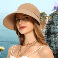 thumbnail image 4 of Helii Women Wide Brim Sun Hat with Back Bow and Ponytail Hole, Quick Dry Breathable UV Protection Foldable Packable Travel Cap, Adjustable Drawstring Outdoor Beach Hat Khaki,One Size, 4 of 8