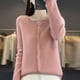 thumbnail image 4 of Cárdigan de lana merino 100 % con cuello redondo de color sólido para mujer, chaqueta holgada de otoño e invierno, nuevo suéter de punto con cuello en V, top de moda, 4 of 5