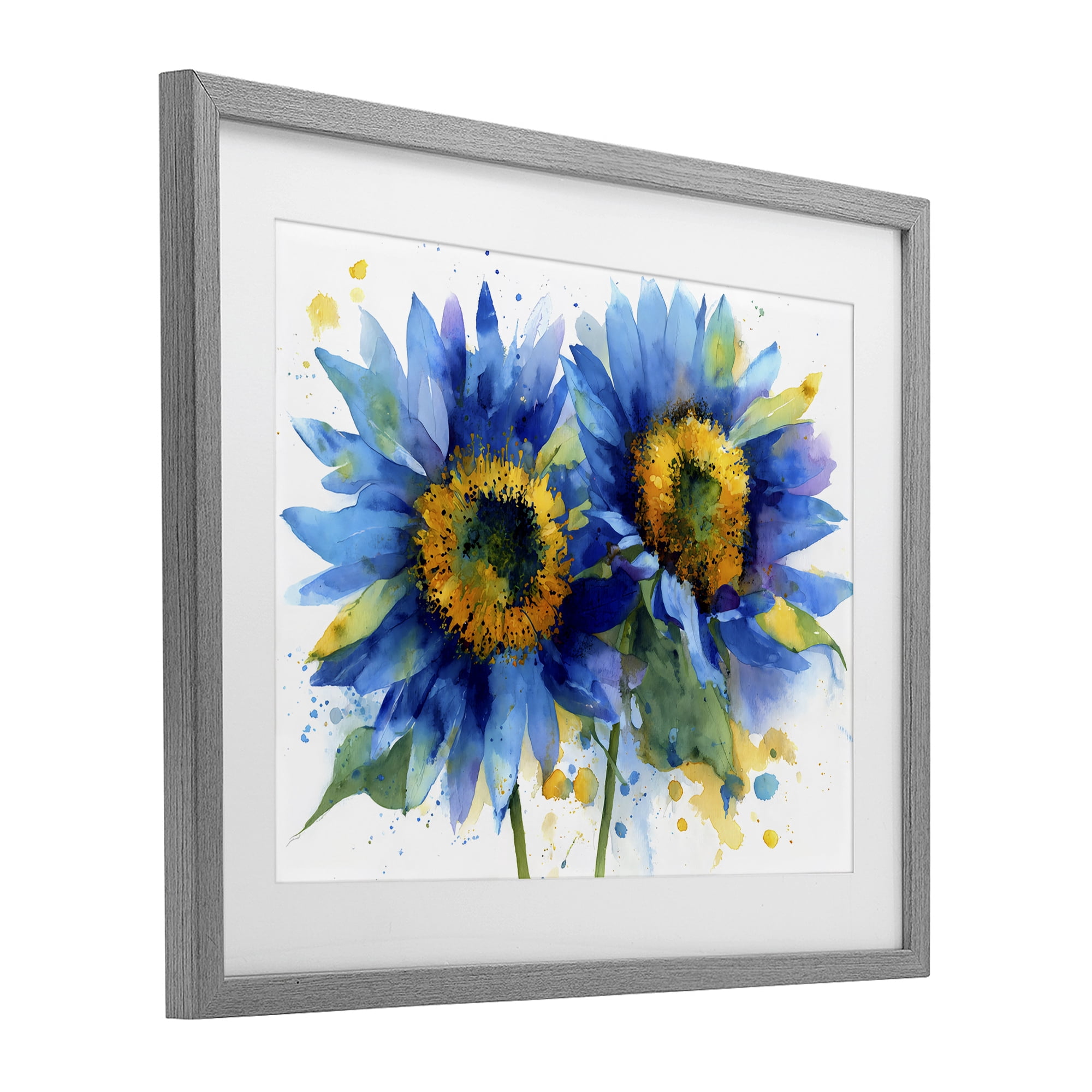 Stupell Industries Blue Sunflowers Bouquet Gray Framed Print Under Glass, design by Franklyn Gregory