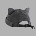 thumbnail image 2 of Retro Washed Cotton Cat‑Ears Brimless Hat Funny Unique Casual Party Daily Wear Street Fashion Beret Cap, 2 of 6