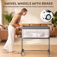thumbnail image 6 of AILEEKISS Bedside Bassinet for Newborn, 6 Height Adjustable Baby Bassinet with Wheels, Grey, 6 of 10