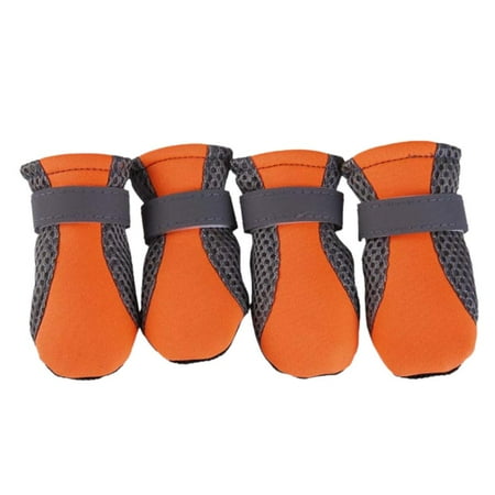 COCEQUC 4pcs Dog Shoes Small Large Mesh Boots Booties for Rain Reflective Anti-slip^ J3U1