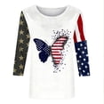 thumbnail image 3 of Cloaraye Women's Plus Size American Flag Print Crew Neck 3/4 Sleeve T-Shirts - Patriotic Casual Sumemr Top Blouses - 4th of July Outfits, 3 of 4