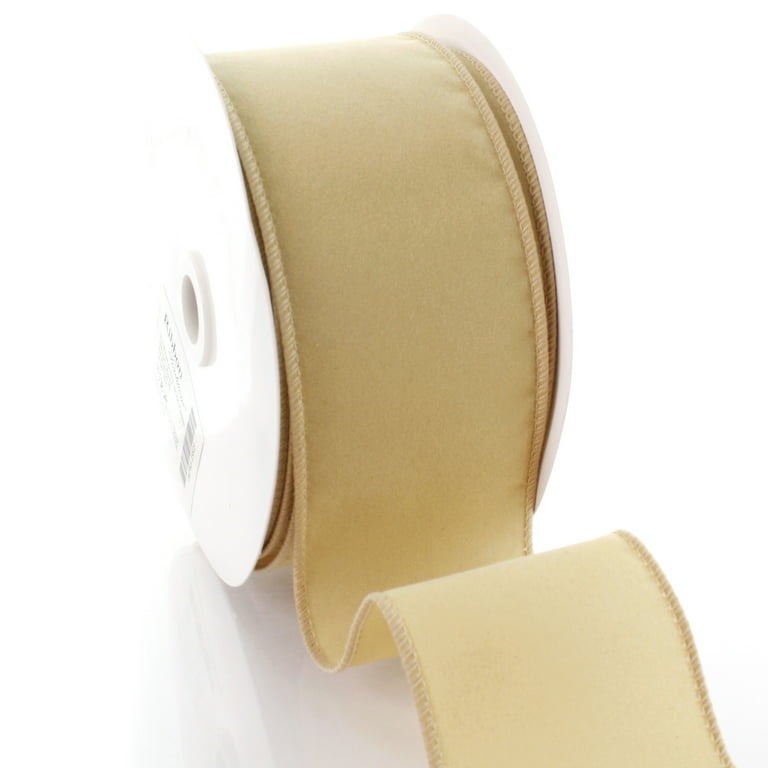 Ribbon Traditions 2.5 Wired Suede Velvet Ribbon Antique Gold - 10 Yards 