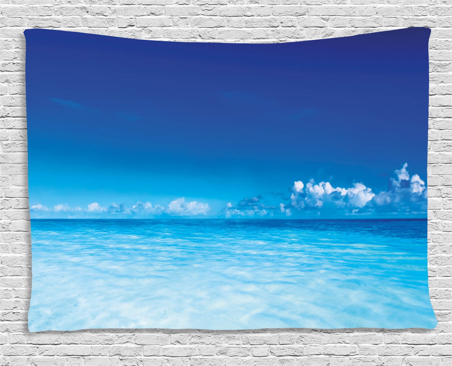 Landscape Tapestry Ocean Scenery Deep Sea Beach Hot Summer Themed Photo Wall Hanging For Bedroom Living Room Dorm Decor 80w X 60l Inches Turquoise