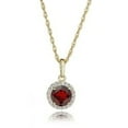 thumbnail image 5 of AVORA 10K Yellow Gold January Birthstone-Genuine Garnet with Simulated Diamond CZ Halo Pendant Necklace with 18" Chain, 5 of 5