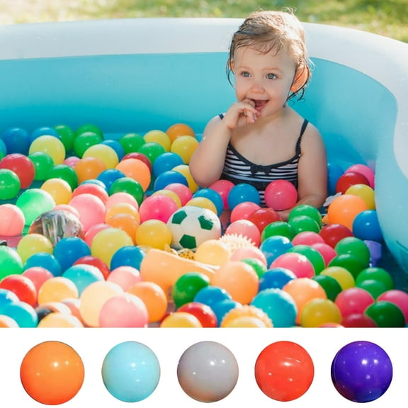 100Pcs/Set Colorful Pit Ball 5 Colors Thickened PE Crush Proof BPA Phthalate Free Safe Indoor Outdoor Baby Toddler Kids Round Ocean Ball Pool Toy Kit