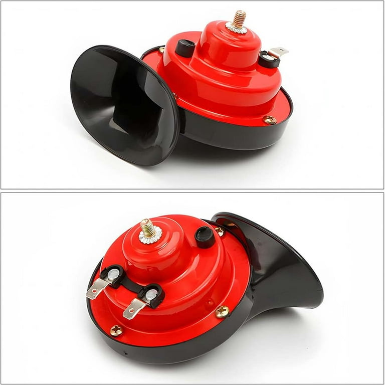 300DB Train Horn for Trucks Boat Car Air Electric, 2pcs Super Loud Snail  Single Horn, Double Horns Raging Sound for Trucks, Cars, Motorcycles, Boats  (Red) 