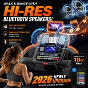 12MPH Folding Treadmill with 20% Auto Incline, 300-400 LB Capacity, Treadmills for Home Running Walking, 5.1HP Brushless Motor, Foldable Electric Treadmill Running Machine with APP & Bluetooth